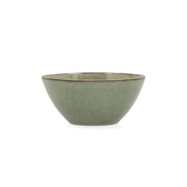 Bidasoa Bol Cerámico Ikonic Verde Set de 6 Unidades 15,8x15x7 cm con Relieves Orgánicos, Apto Lavavajillas y Microondas