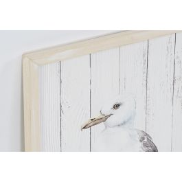 DKD Home Decor Cuadro Decorativo Estilo Mediterráneo con Gaviota, Material MDF, Color Blanco, 60x40 cm, Profundidad 1.8 cm - Juego de 2 Unidades
