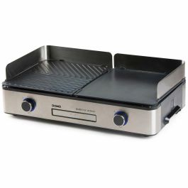 Domo DO9259G Barbacoa de sobremesa con 2 zonas de cocción y termostato regulable - 2400 W