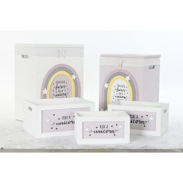 DKD Home Decor Cesta Ropa Kids Blanco Rosa 30 x 55 x 40 cm Set 5