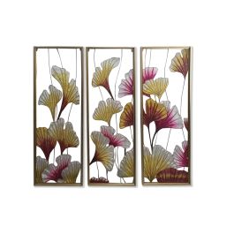 DKD Home Decor Decoracion Pared Tropical Set 3 Piezas Amarillo Rosa Metal Cristal Hojas 122 x 122 x 3 cm Precio: 105.78999992. SKU: S3028651