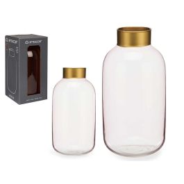 Giftdecor Jarron de Cristal Liso Oro Grande Champagne 14.5 cm x 29.5 cm x 14.5 cm (Set de 6)