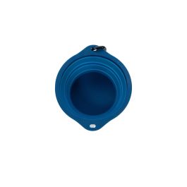 Gloria Comedero Plegable de Silicona con Mosquetón, Portátil para Perros y Gatos, Azul 550 ml