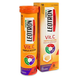 Leotron Vitamina C - 18 Comprimidos Efervescentes - Triple Acción Para Tus Defensas - Complemento Alimenticio Con Vitamina C, Zinc Y Selenio - Agradable Sabor A Naranja. Envase Para 18 Días, A Partir De 12 Años. Precio: 8.5000003. SKU: B1JA6MJRRS