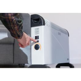 Edm Convector de Aire Turbo 2000W con 3 Niveles, Termostato Regulable y Función Turbo (Blanco, 62.5x14x49 cm)