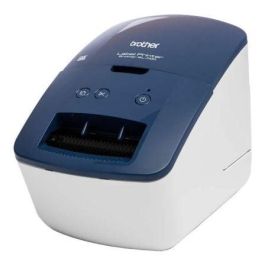 Brother Ql-600B Rotuladora Electrónica - Etiquetadora, Impresión de Códigos de Barras y Logotipos, 44 Etiquetas/Min, Azul y Blanca