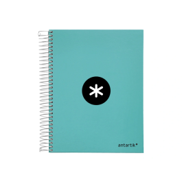 Antartik Cuaderno Espiral A5 Micro 120 Hojas 90gr Cuadro 5mm Banda 5 Color Menta