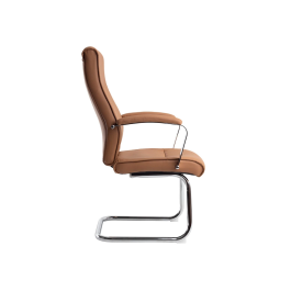 Q-connect Silla de Escritorio Modelo Ena Simil Piel Base Metálica Crema [530x800x520 mm]