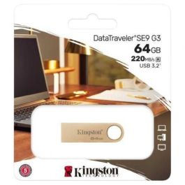 Kingston SE9 G3 DataTraveler Pendrive 64GB USB 3.2 Gen 1 con 220MB/s Lectura y 100MB/s Escritura, Diseño Metálico Premium