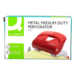 Q-connect KF14219 Taladrador Rojo Capacidad 20 Hojas Base Metálica