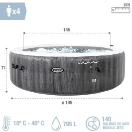 Spa Hinchable Intex Purespa Greywood Deluxe 28440EX 220-240 V 4 plazas 1741 l/h