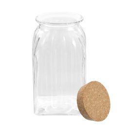 La Mediterranea Tarro de Vidrio con Líneas y Tapa de Corcho, 1400 ml, Dimensiones: 10.3 cm Ancho, 19.5 cm Alto, 10.2 cm Largo (12 Unidades)