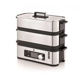 WMF KÜCHENminis Vitalis E 0415090011 - Vaporera Eléctrica con 2 Cestas, 4.3L, Acero Inoxidable, 900W, Pantalla LCD