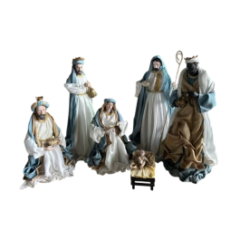 DKD Home Decor Nacimiento Navidad Moderna Azul Blanco Poliester Set 9 Piezas 15 x 30 x 20 cm Precio: 66.50000038. SKU: B1GV2QJVPH