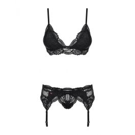 Conjunto de Lencería con Encaje Obsessive 810-SEG-1 Negro L/XL