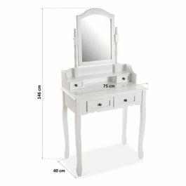 Versa Tocador Venus Blanco 40x146 cm - Cristal, Madera MDF y Paulownia Versa Tocador Venus Blanco 40x146 cm - Cristal, Madera MDF y Paulownia