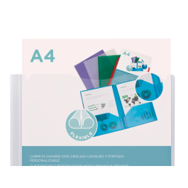 Liderpapel Carpeta Dossier con 2 Bolsas Canguro 45684 Polipropileno DIN A4 Transparente