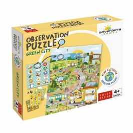 Adventerra GEO7640179640503 Puzzle de Observación Ciudad Verde, Juego Educativo Ecológico sobre Ciudades Sostenibles con Póster
