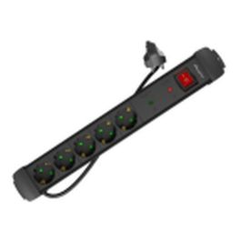 Lanberg SP1-05F-0150-BK Base Múltiple de 5 Salidas AC Tipo F, Cable de 1,5 m, Color Negro, Con Supresor de Sobretensiones