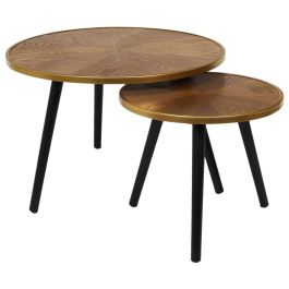 Home Deco Factory Juego de 2 Mesas Nido Lounge Grande d.60cm x h.40cm Pequeña d.40cm x h.33cm Madera Patas Negras Ribete Dorado Precio: 55.59000029. SKU: B12SLX2YXW