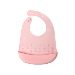 KioKids Babero Silicona Rosa con Bolsillo Recogemigas para Bebé +4 Meses Impermeable