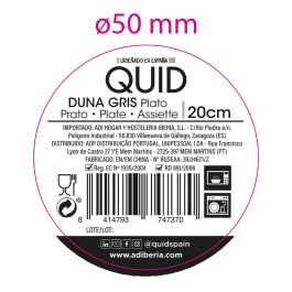 Quid Plato Postre Duna Cerámico Gris Decorado 20x2,5 cm