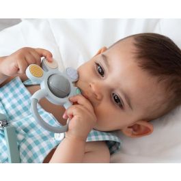 KioKids Mordedor Sonajero de Silicona Gris para Bebé +3 Meses, Juguete de Dentición Suave