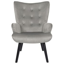 Home Deco Factory Butaca Sillón Giulia Gris de Acero con Patas de Madera y Tapizado de Poliéster 68x75x96 cm
