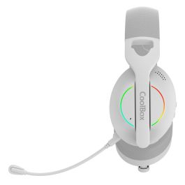 Coolbox Auriculares WB01 Inalámbricos Bluetooth 5.4 con Micrófono Extraíble y RGB - Blanco
