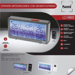 SAMI Estación Meteorológica con Sensor Exterior, Reloj y Calendario en Color Blanco