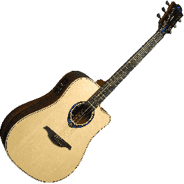 Lag Guitarra Acústica Dreadnought Hyvibe Tramontane 30 A/E Cutaway con Autoamplificación y Multiefectos Integrados
