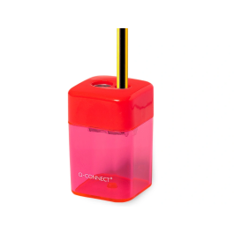 Q-connect Sacapuntas Metálico 2 Usos con Depósito para Virutas