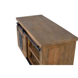 Giner y Colomer Mueble Televisor en Madera de Acacia Natural con Detalles en Metal, Nogal Oscuro