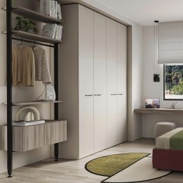 Emuca Kit de soportes para 3 estantes de madera y 1 módulo para la estructura Zero, Zamak, Pintado negro texturizado