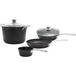 Baumalu BAU3216383445315 Batería de Cocina Antiadherente de Aluminio Forjado para Todo Tipo de Fuegos, Inducción, 4 Piezas Negro Precio: 87.68999954. SKU: B1B35ASS24