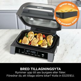 Ninja DG551EU Parrilla y Freidora sin Aceite Max 6 en 1, 1760W, 6 Modos de Cocción, Gris