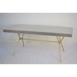 Mesa de Comedor DKD Home Decor Gris Dorado Blanco Latón Madera de mango (180 x 90 x 76 cm) Precio: 526.78999956. SKU: S3034469