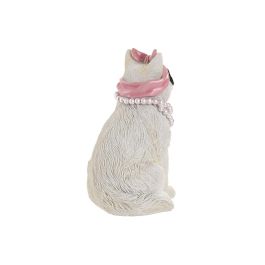 DKD Home Decor Figura Decorativa de Gato Moderno Resina Blanco Rosa 13x19.5x13.5 cm (2 Unidades)
