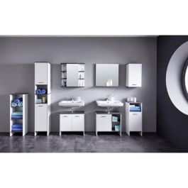 Trendteam smart living AUC4251014192977 Armario con Espejo, Gran Almacenamiento, Blanco/Plata Ahumado, 32x82x99 cm