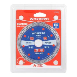 Workpro Disco de Corte Diamante Diente Continuo Profi Ø125x22.2x10mm para Piedra, Hormigón, Ladrillo, Cerámica, Acero 65mn