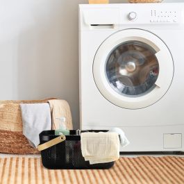 Inde Cesta Organizadora Rectangular de Plástico con Asa de Madera 41.4 cm x 26.9 cm x 17.8 cm (12 Unidades)