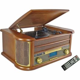 INOVALLEY RETRO29E-N Equipo Hifi de vinilo estilo retro - Bluetooth 5.0 - 2x20W - Reproductor de audio CD/K7 - Radio FM - 2 puertos USB