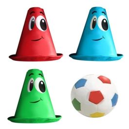 Stamp Juego de Fútbol Preescolar con Pelota y 3 Conos Acolchados de Espuma Sintética para Interior y Exterior - Seguro, Actividad y Aprendizaje