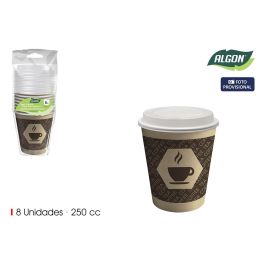 Algon Set 8 Vasos de Cartón para Café con Tapa Agujero, 250 ml (18 Unidades) Precio: 16.50000044. SKU: B14M7QAC8R