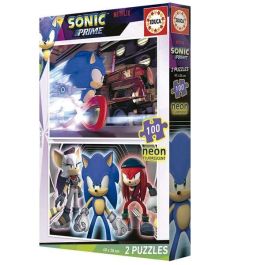 Puzzle 2x100 piezas sonic neon