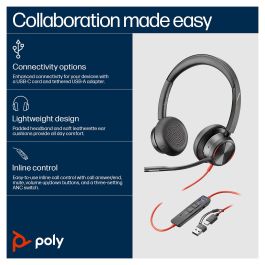 HP Auriculares Estéreo Blackwire C8225-M USB-C/A Certificado para Teams Negro