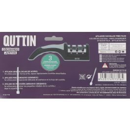 Quttin Afilador de Cuchillos Prb de Tres Filos, 21.5 x 5 x 5.6 cm, 140 g (12 Unidades)