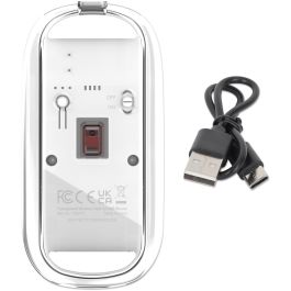 MANHATTAN 190275 Ratón Inalámbrico Óptico 1600 DPI USB-A, RGB LED Blanco Transparente, Ambidextro, Conectar y Usar