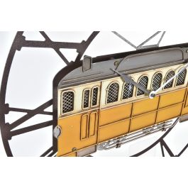 DKD Home Decor Reloj de Pared Vintage Tranvía Amarillo Verde Metal 49.5 x 48 x 3.5 cm (2 Unidades)