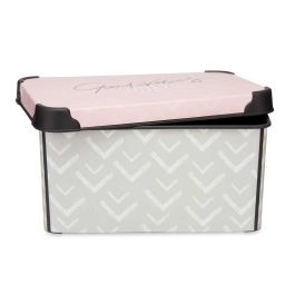 Kipit Caja Plástico 5L Estampado Vibes Rosa 19x13.5x29.5cm (Set de 12)